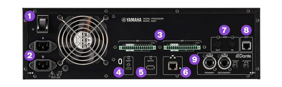 Yamaha Signal Processor DME7: rear