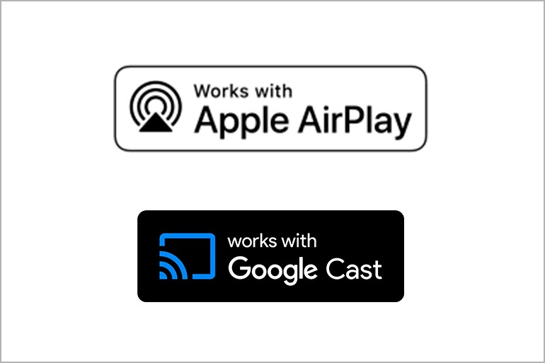 Icônes de compatibilité indiquant la prise en charge d'AirPlay et de Google Cast