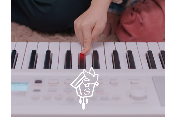 Daughter playing cuckoo sounds.