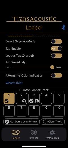 Menu Looper – Réglages du looper