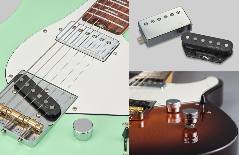 Photo en gros plan des micros et du bouton de tonalité de la Pacifica SC Standard Plus