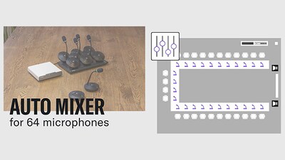 Illustration montrant une prise en charge jusqu'à 64 microphones sans fil