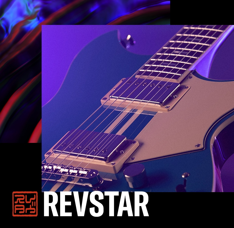 Gros plan d’une Revstar Professional « RSP20 SWB » avec un éclairage violet en arrière-plan